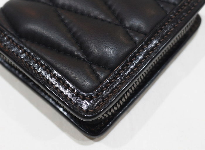 FN-WSZ4-7B5 BK ディアスキン キルティング ミニジップウォレット FNWSZ47B5 FLATHEAD フラットヘッドハーフウォレットの画像