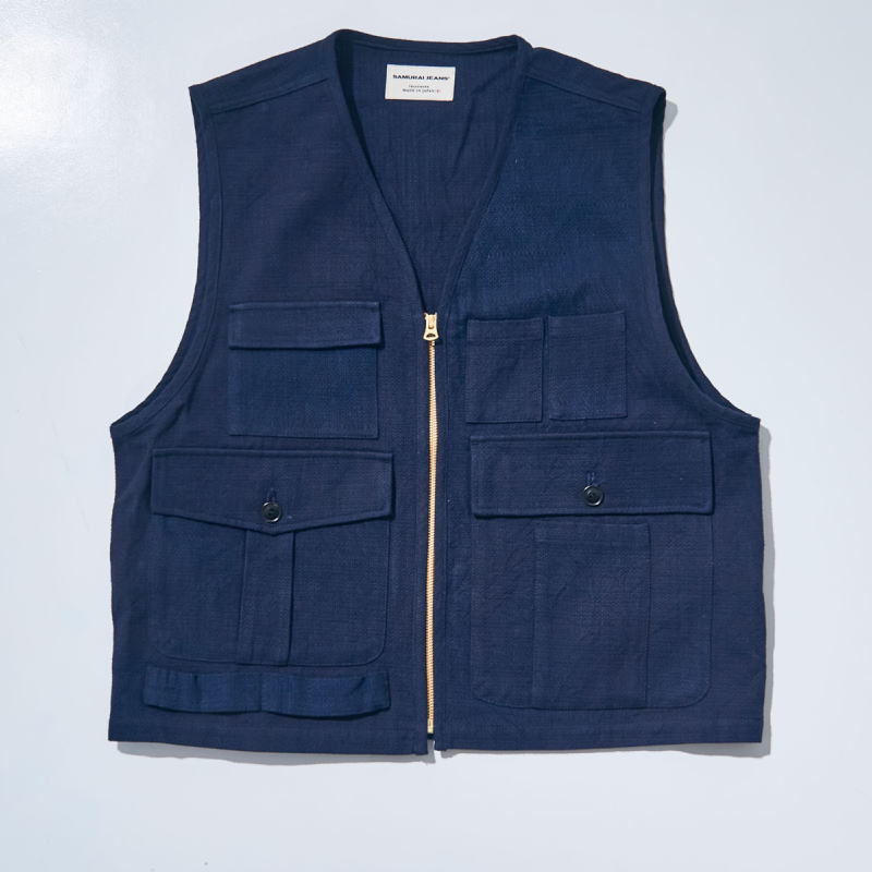 SJVT24-AK 藍 藍斑ミックスフィールドベスト SJVT24AK SAMURAIJEANS サムライジーンズ サムライジーンズベストの画像
