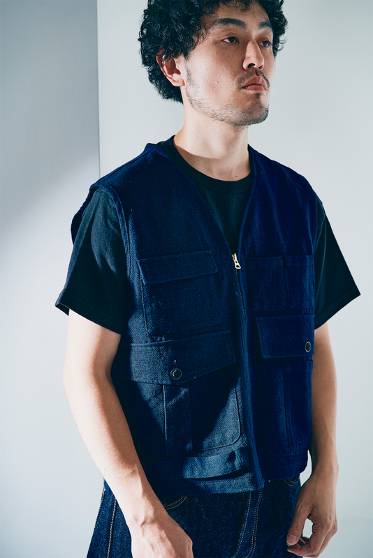 SJVT24-AK 藍 藍斑ミックスフィールドベスト SJVT24AK SAMURAIJEANS サムライジーンズ サムライジーンズベストの画像