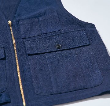 SJVT24-AK 藍 藍斑ミックスフィールドベスト SJVT24AK SAMURAIJEANS サムライジーンズ サムライジーンズベストの画像