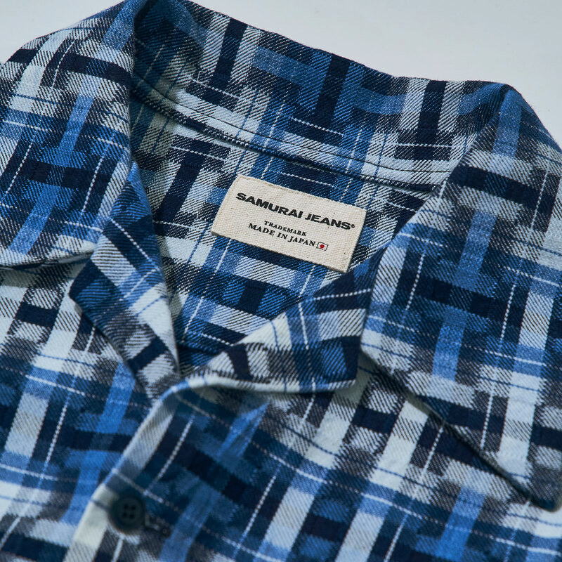 SOS24-S01 藍 オープンカラー半袖シャツ24-S01 SOS24S01 SAMURAIJEANS サムライジーンズ サムライジーンズオープンカラーシャツの画像