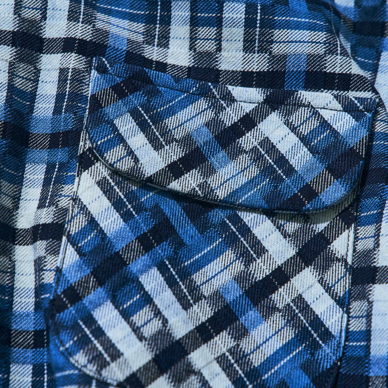 SOS24-L01 藍 藍破れ格子長袖オープンカラーシャツ SOS24L01 SAMURAIJEANS サムライジーンズ シャツ 長袖シャツの画像