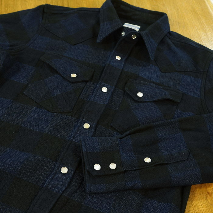 FN-SNW-101LSP BL インディゴブロックチェックネルウエスタンシャツ FNSNW101LSP FLATHEAD フラットヘッドシャツ ワークシャツの画像
