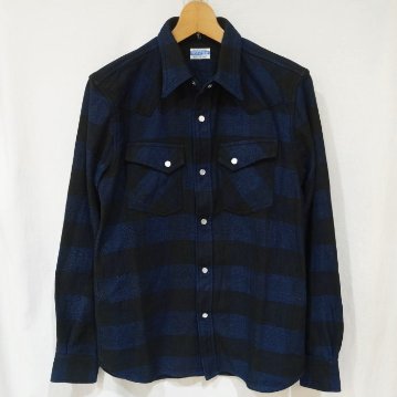FN-SNW-101LSP BL インディゴブロックチェックネルウエスタンシャツ FNSNW101LSP FLATHEAD フラットヘッドシャツ ワークシャツの画像
