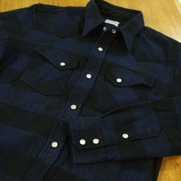 FN-SNW-101LSP BL インディゴブロックチェックネルウエスタンシャツ FNSNW101LSP FLATHEAD フラットヘッドシャツ ワークシャツの画像