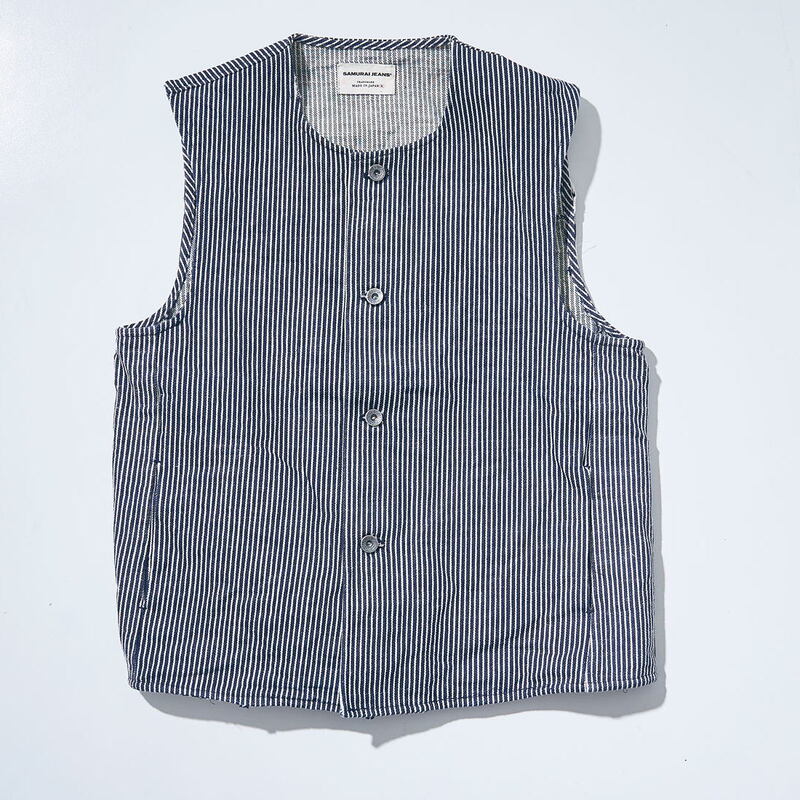 SJVT24 デニム/ヒッコリーベスト SJVT24 SAMURAIJEANS サムライジーンズ サムライジーンズベストの画像