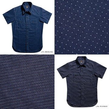 WWS-29S ワーク PATTERNED INDIGO WWS29S DELUXEWARE デラックスウエアシャツ半袖 デラックスウエアシャツの画像