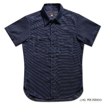 WWS-29S ワーク PATTERNED INDIGO WWS29S DELUXEWARE デラックスウエアシャツ半袖 デラックスウエアシャツの画像