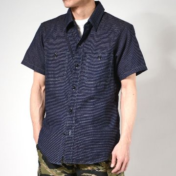WWS-29S ワーク PATTERNED INDIGO WWS29S DELUXEWARE デラックスウエアシャツ半袖 デラックスウエアシャツの画像