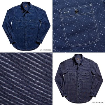 WWS-29L PATTERNED INDIGO WWS29L DELUXEWARE デラックスウエアシャツ半袖 デラックスウエアシャツの画像