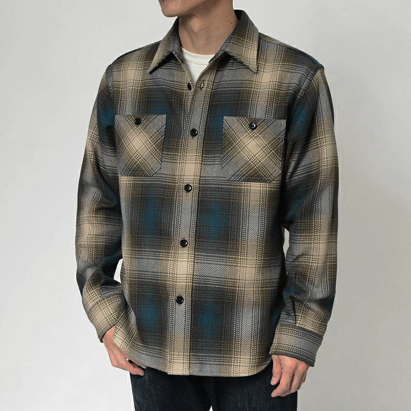 HV-54 BL BLUE OMBRE SHIRT HV54 DELUXEWARE デラックスウエアシャツ シャツ長袖 ネルシャツの画像