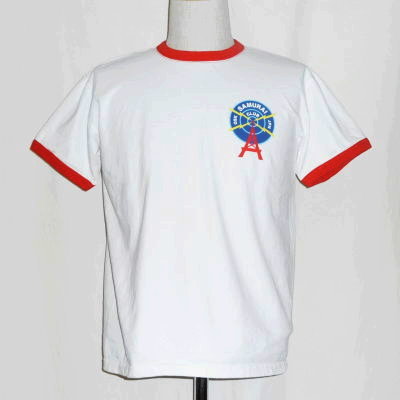 SCT17-102-WHxRD-サムライ倶楽部半袖リンガーTシャツ17-102-SCT17102-SAMURAIJEANS-サムライジーンズTシャツ-サムライ倶楽部Tシャツの画像
