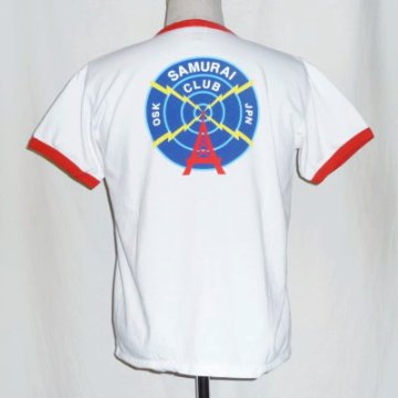 SCT17-102-WHxRD-サムライ倶楽部半袖リンガーTシャツ17-102-SCT17102-SAMURAIJEANS-サムライジーンズTシャツ-サムライ倶楽部Tシャツの画像