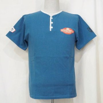 SMT19-105-BL-サムライ自動車倶楽部xリアルレーシングコラボヘンリーネック半袖Ｔシャツ19-105-SMT19105-SAMURAIJEANS-サムライジーンズTシャツ-サムライ自動車倶楽部の画像