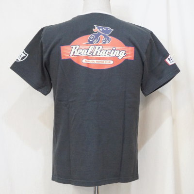 SMT19-105-LBK-サムライ自動車倶楽部xリアルレーシングコラボヘンリーネック半袖Ｔシャツ19-105-SMT19105-SAMURAIJEANS-サムライジーンズTシャツ-自動車倶楽部の画像