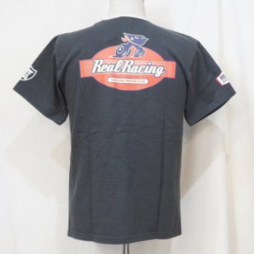 SMT19-105-LBK-サムライ自動車倶楽部xリアルレーシングコラボヘンリーネック半袖Ｔシャツ19-105-SMT19105-SAMURAIJEANS-サムライジーンズTシャツ-自動車倶楽部の画像