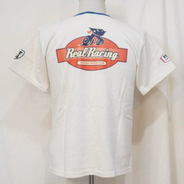 SMT19-105-IV-サムライ自動車倶楽部xリアルレーシングコラボヘンリーネック半袖Ｔシャツ19-105-SMT19105-SAMURAIJEANS-サムライジーンズTシャツ-サムライ自動車倶楽部の画像
