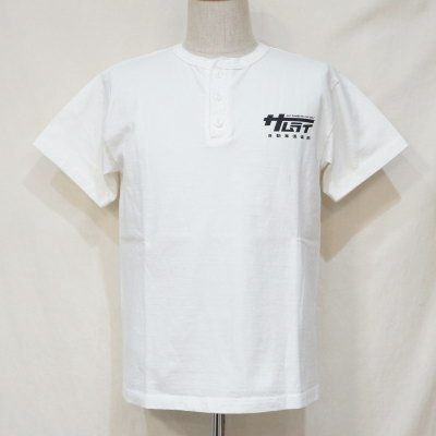 SMT18-103-WH-サムライ自動車倶楽部半袖ヘンリーネックTシャツ18-103-SMT18103-SAMURAIJEANS-サムライジーンズTシャツ-サムライ自動車倶楽部半袖Tシャツの画像
