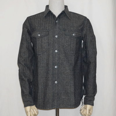 SSW17-L01-インディゴ-ジャズネップヘリンボンデニムワークシャツ長袖17-L01-SSW17L01-SAMURAIJEANS-サムライジーンズ-サムライジーンズワークシャツの画像