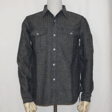 SSW17-L01-インディゴ-ジャズネップヘリンボンデニムワークシャツ長袖17-L01-SSW17L01-SAMURAIJEANS-サムライジーンズ-サムライジーンズワークシャツの画像