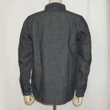 SSW17-L01-インディゴ-ジャズネップヘリンボンデニムワークシャツ長袖17-L01-SSW17L01-SAMURAIJEANS-サムライジーンズ-サムライジーンズワークシャツの画像