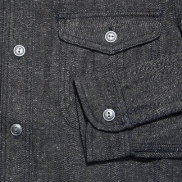 SSW17-L01-インディゴ-ジャズネップヘリンボンデニムワークシャツ長袖17-L01-SSW17L01-SAMURAIJEANS-サムライジーンズ-サムライジーンズワークシャツの画像