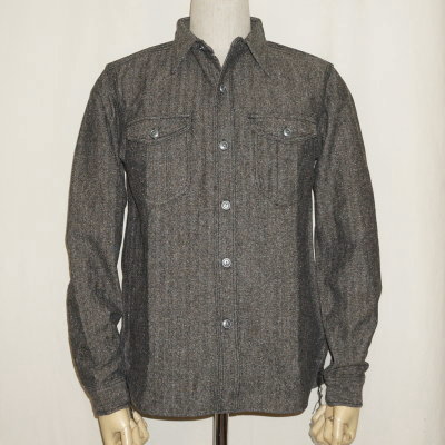 SSW17-L01-ブラック-ジャズネップヘリンボンデニムワークシャツ長袖17-L01-SSW17L01-SAMURAIJEANS-サムライジーンズ-サムライジーンズワークシャツの画像