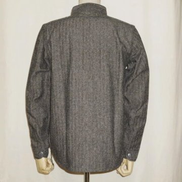 SSW17-L01-ブラック-ジャズネップヘリンボンデニムワークシャツ長袖17-L01-SSW17L01-SAMURAIJEANS-サムライジーンズ-サムライジーンズワークシャツの画像