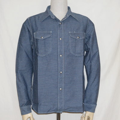 SSW18-L01-インディゴ-市松柄ワークシャツ長袖18-L01-SSW18L01-SAMURAIJEANS-サムライジーンズ-サムライジーンズワークシャツの画像