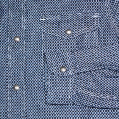 SSW18-L01-インディゴ-市松柄ワークシャツ長袖18-L01-SSW18L01-SAMURAIJEANS-サムライジーンズ-サムライジーンズワークシャツの画像