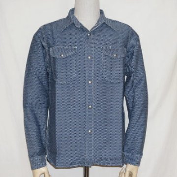 SSW18-L01-インディゴ-市松柄ワークシャツ長袖18-L01-SSW18L01-SAMURAIJEANS-サムライジーンズ-サムライジーンズワークシャツの画像