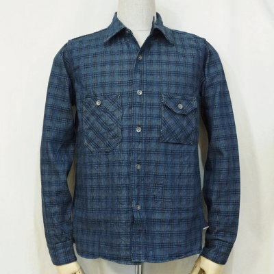 SSS17-DC-インディゴ-チェックデニムワークシャツ17-DC-SSS17DC-SAMURAIJEANS-サムライジーンズシャツ-長袖シャツの画像