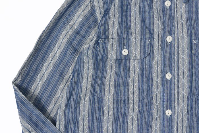 SSS21-ST-刺し子ストライプワークシャツ21-ST-SSS21ST-SAMURAIJEANS-サムライジーンズシャツ-長袖シャツの画像