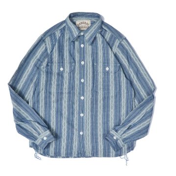 SSS21-ST-刺し子ストライプワークシャツ21-ST-SSS21ST-SAMURAIJEANS-サムライジーンズシャツ-長袖シャツの画像