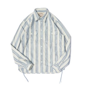 SSS21-ST-刺し子ストライプワークシャツ21-ST-SSS21ST-SAMURAIJEANS-サムライジーンズシャツ-長袖シャツの画像