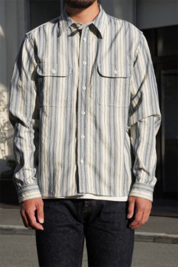 SSS21-ST-刺し子ストライプワークシャツ21-ST-SSS21ST-SAMURAIJEANS-サムライジーンズシャツ-長袖シャツの画像