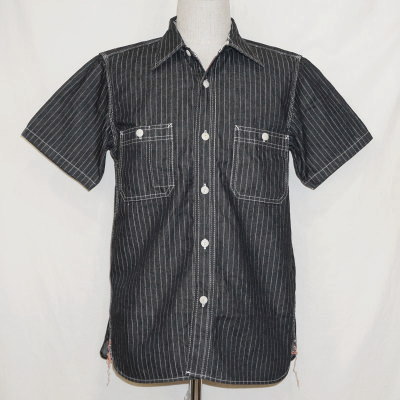 SMST18-BK-サムライ自動車倶楽部ストライプワークシャツ18-SAMURAIJEANS-サムライジーンズワークシャツ-サムライ自動車倶楽部-ワークシャツの画像