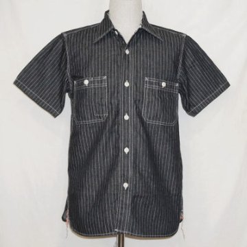 SMST18-BK-サムライ自動車倶楽部ストライプワークシャツ18-SAMURAIJEANS-サムライジーンズワークシャツ-サムライ自動車倶楽部-ワークシャツの画像
