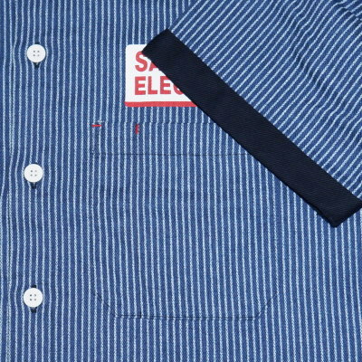 SMGS18-BL-サムライ自動車倶楽部ガススタシャツ18-SAMURAIJEANS-サムライジーンズワークシャツ-サムライ自動車倶楽部-ワークシャツの画像