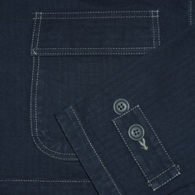 SPUJ17-HB-ネイビー-フーデッドプルオーバージャケット・ヘリンボン-SPUJ17HB-SAMURAIJEANS-サムライジーンズジャケット-アウターの画像