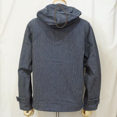 SPUJ17-ST-インディゴ-フーデッドプルオーバージャケット・ストライプ-SPUJ17ST-SAMURAIJEANS-サムライジーンズジャケット-アウターの画像