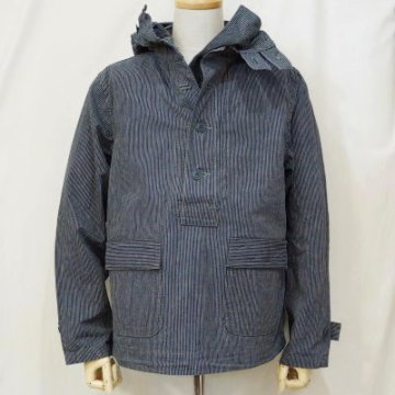 SPUJ17-ST-インディゴ-フーデッドプルオーバージャケット・ストライプ-SPUJ17ST-SAMURAIJEANS-サムライジーンズジャケット-アウターの画像