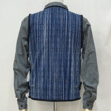 SJVT18-KS-インディゴ-藍絣刺し子ベスト18-KS-SJVT18KS-SAMURAIJEANS-サムライジーンズ-サムライジーンズベストの画像