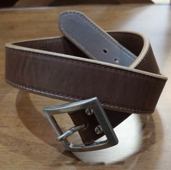 A101HS-18-BR-極厚USオイルドレザーステッチベルト18-A101HS18-SAMURAIJEANS-サムライジーンズベルトの画像