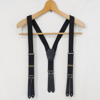 SPD003-SWC-BK-コットンxレザーサスペンダーSWC-SPD003SWC-SAMURAIJEANS-SAMURAIWORKCLOTHES-サムライワーククローズ-サムライジーンズサスペンダーの画像