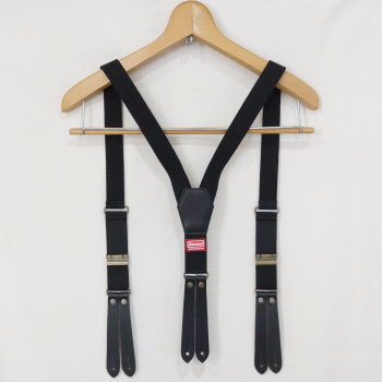 SPD003-SWC-BK-コットンxレザーサスペンダーSWC-SPD003SWC-SAMURAIJEANS-SAMURAIWORKCLOTHES-サムライワーククローズ-サムライジーンズサスペンダーの画像