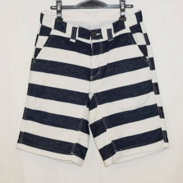 SJSP15-01-インディゴボーダー-インディゴパイルショートパンツ15-01-SJSP1501-SAMURAIJEANS-サムライジーンズハーフパンツ-サムライジーンズデニムジーンズの画像
