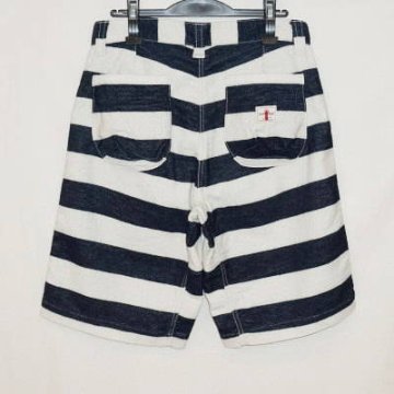 SJSP15-01-インディゴボーダー-インディゴパイルショートパンツ15-01-SJSP1501-SAMURAIJEANS-サムライジーンズハーフパンツ-サムライジーンズデニムジーンズの画像