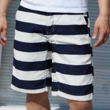SJSP15-01-インディゴボーダー-インディゴパイルショートパンツ15-01-SJSP1501-SAMURAIJEANS-サムライジーンズハーフパンツ-サムライジーンズデニムジーンズの画像