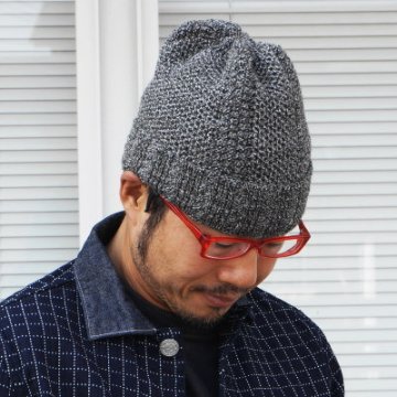 UO501NC15-杢ブラック-杢ニットキャップ15-SAMURAIJEANS-サムライジーンズニットキャップ-サムライ魚釣倶楽部ニットキャップの画像